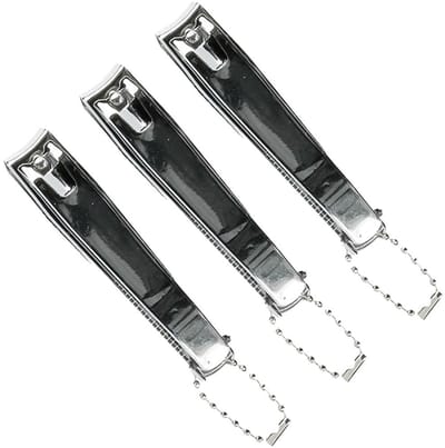Benson Care Nagelknipper - 3x - met vijl - metaal - zilver - aan ketting - 8 cm - nagel verzorging