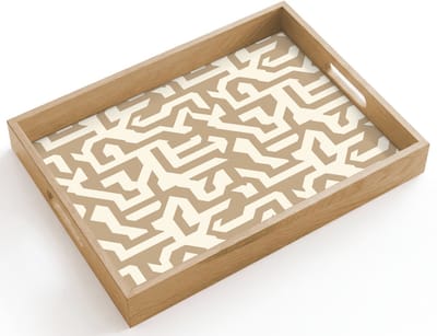Dienblad hout 40x30 cm - Schootdienblad - Modern - Abstract - Beige - Borrelplank rechthoek - Plateau dienbladen