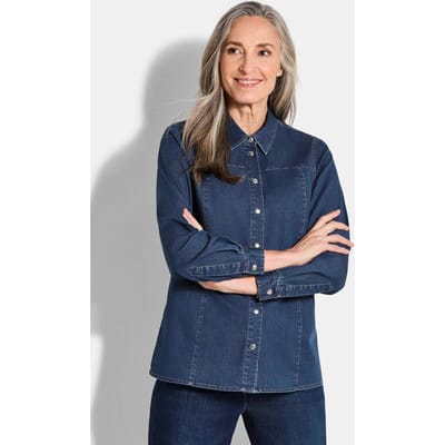 Jeansblouse van stretchkatoen - blauw - Gr. 42 van Goldner Fashion