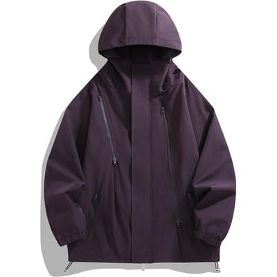 Jas met meerdere ritsen lente en herfst buitensporten winddichte waterdichte jas 4XL black
