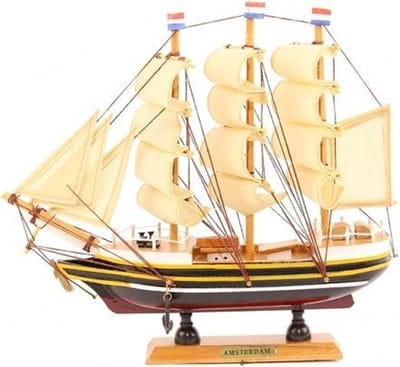 Decoratie modelboot - oud hollands zeilboot/zeiljacht - De Amsterdam - 24 cm - Boten - Schaalmodellen