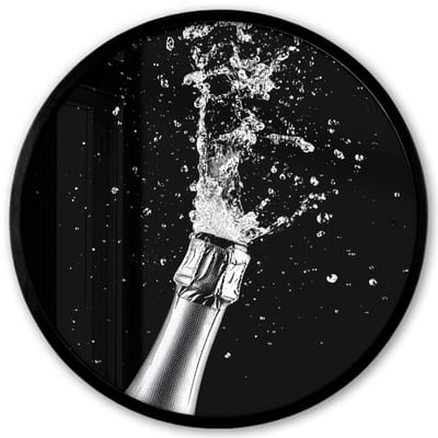 Poster in lijst Rond - Fotolijst 40x40 cm - Posters - Champagne - Zwart - Spetters - Popping - Ronde posterlijst zwart - Decoratie - Wanddecoratie woonkamer - Muurdecoratie slaapkamer