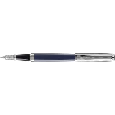 Waterman Exception vulpen | Metaal-blauwe lak met palladium detail en Geëtste dop | 18K Gouden medium penpunt | met Geschenkdoos