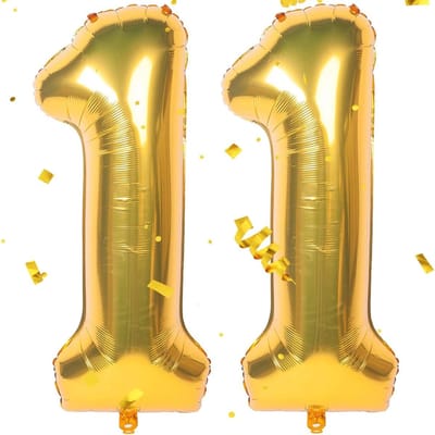 Gouden Folie Ballon Cijfer 11 – 40 Inch XXL Verjaardags- en Feestdecoratie – Geschikt voor Lucht en Helium
