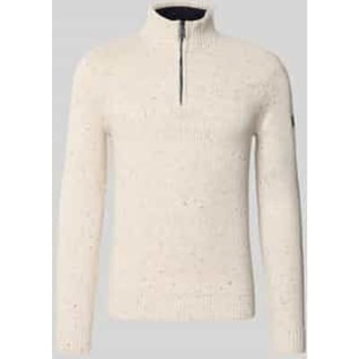 Tom Tailor - Troyer gebreide trui met mix van structuren - Maat XXL - offwhite melange multi neps