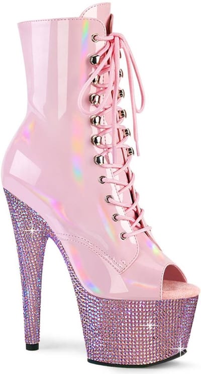 Pleaser - BEJEWELED-1021-7 Plateau Laarzen, Paaldans schoenen - US 5 - 35 Shoes - Roze