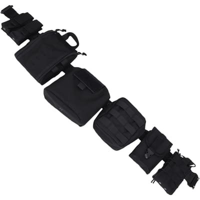 Ceinture utilitaire avec pochettes QR en nylon réglable, ceinture d'équipement multifonctionnelle pour le camping en plein air black
