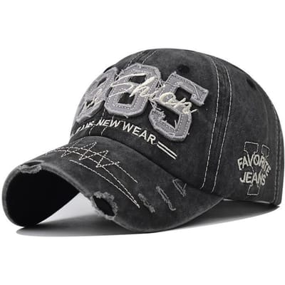 1985 Borduurwerk Gescheurde Baseballpet Gewassen Verweerd Patch Verstelbare Papa Hoed Vintage Lichtgewicht Zonnescherm Sportpet Adjustable zwart
