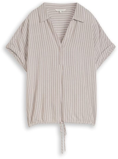 Tom Tailor - Losvallende blouse met streepjespatroon - Maat 36 - taupe grey white stripe