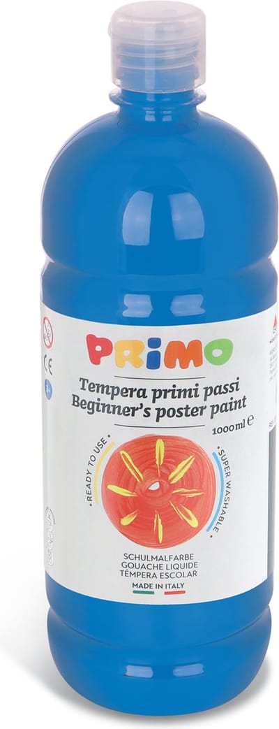 Primo kant-en-klare plakkaatverf, 1000 ml flacon met doorstroomdop cyaan