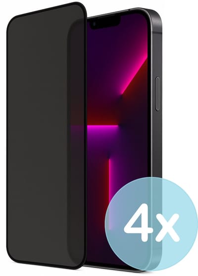 Privacy Screenprotector Geschikt voor iPhone 13 Pro – Anti-Gluren – Krasbestendig Gehard Glas 9H – Volledige Dekking – 4-Pack – FuturiQ