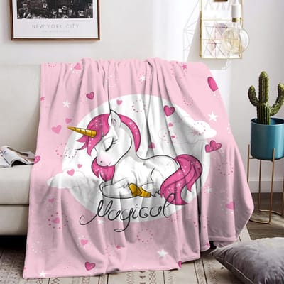 Unicorn Deken - Zachte Plaid - Gezelligheid Thuis - Anti-Pilling Fluwel - 130 x 150 cm - Roze
