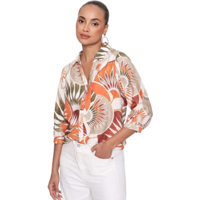 Geisha Blouse Blouse Met Bloemenprint In Warme Tinten 63483 20 Orange Dames Maat - S