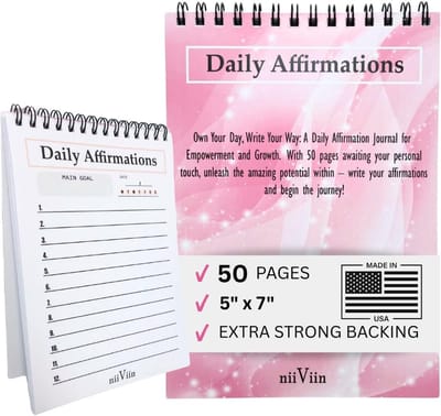 Dagboek voor dagelijkse affirmaties en positiviteit - 5x7 inch spiraalnotitieboek 50 pagina's
