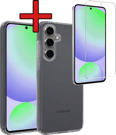 Hoesje - Met Screenprotector - Geschikt voor Samsung Galaxy S24 FE - Sterk & Shockproof - Telefoon Hoes - Back Cover - Siliconen Case - Telefoonhoes - Transparant