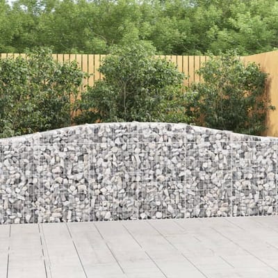 Boog Gabion Mand - Tuinmuur Steenkorf - Tuin Decoratie - Gegalvaniseerd Ijzer - 400x30x80/100 cm - Zilver