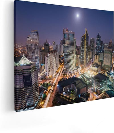 Artaza Canvas Schilderij Stad - 50x40 cm - Wanddecoratie Skyline - Muurdecoratie Wolkenkrabbers - Kamer Accessoires