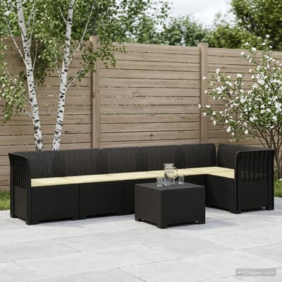 vidaXL - 6-Zits - Tuinbank - met - Kussens - Rattan - uitstraling - PP - Antraciet