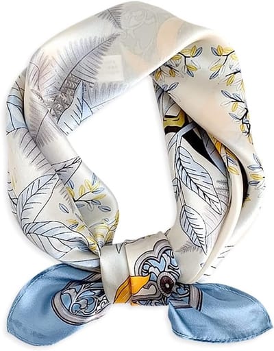 Elegante Zijde Sjaals voor Dames met Kunstzinnig Gedrukt Vierkant Design en Esdoornbladpatroon - Luxe Satijnen Neckerchief en Haarband