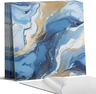 Coloray Wandpanelen Zelfklevend - Abstracte golven en vlekken Zelfklevende Wandpanelen - 50 cm x 50 cm - Blauw Wandpaneel PVC - 4 stuks - Abstractie Wandpanelen Zelfklevend - Wandpanelen Keuken - Wandpaneel Badkamer