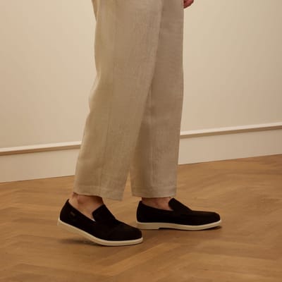 Manfield - Heren - Bruine suède loafers - Maat 46