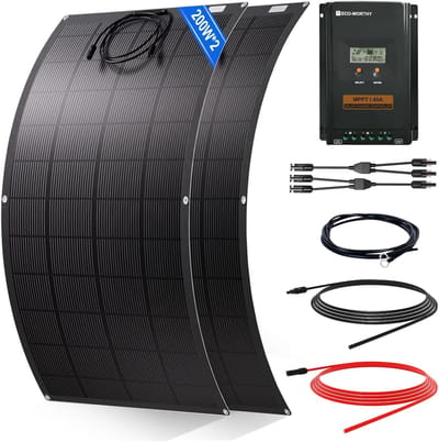 Flexibel Zonnepaneel - Draagbare Energie - Off-Grid Stroom - Hoge Conversie Efficiëntie - 200W Kit - Zwart