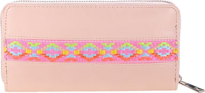 Portemonnee - Aztec print - Roze met neon details - Met ruimte voor smartphone