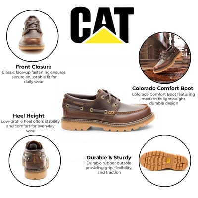 CAT (Caterpillar) Heren Bruine Leren Lage Laarzen - Colorado Bootlaarzen