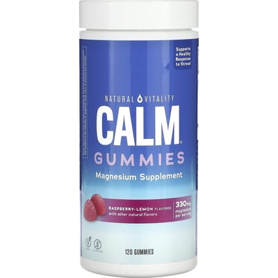 Natural Vitality, CALM, gummies, stresspreventie gummies, framboos-citroen smaak, 120 gummies
