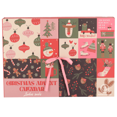 Morethansocks - Adventskalender dames - Kerst - Maat 36/41 - 12-Paar sokken - kerst advent kalender - adventkalender kerst - adventskalenders