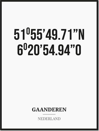 Poster/kaart GAANDEREN met coördinaten