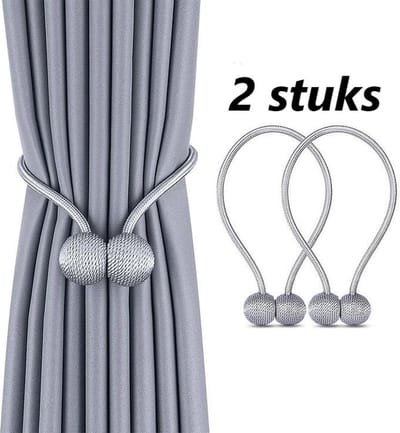 Luxe Gordijn Embrasse - Gordijn Houder-Zilvergrijs- Magnetisch - Gordijn Accessoires - 2 Stuks