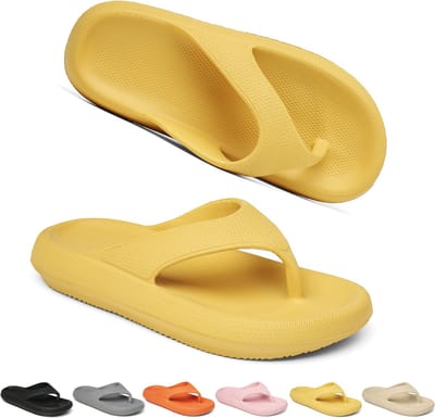 Geweo Badslippers - Teenslippers Dames - Antislip Zachte Zomer Slippers - Geel - Maat35/36