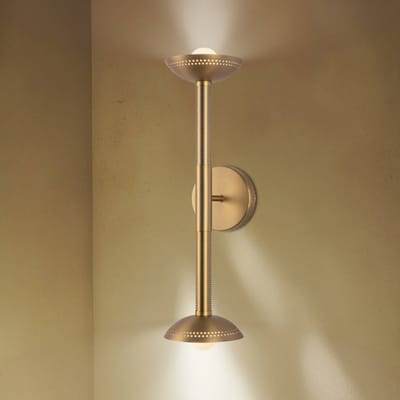 Elstead LED wandlamp Arden, goudkleurig, hoogte 57 cm, 2-lamps, metaal, dimbaar