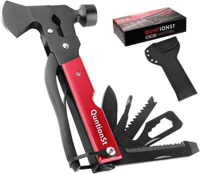 Sneeuwvlok Multi-Tool - 18-in-1 Kaart - Buiten Activiteiten - Roestvrij Staal - 6.4 cm Diameter - Rood