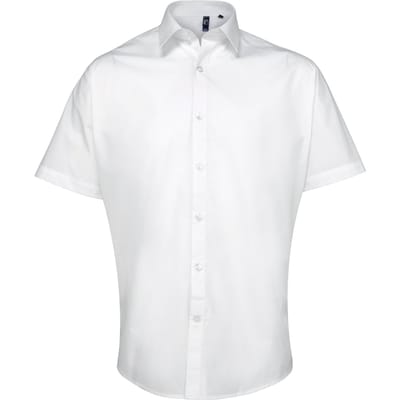 Premier Heren Supreme Heavy Poplin Short Sleeve Work Shirt (Wit)