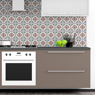 Zelfklevende tegelmuurstickers voor keuken en badkamer - 24 antieke Azulejos cementtegelstickers - 24 stickers 10x10cm