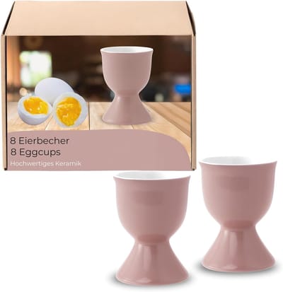 Eierdopjes Set - Eierhouders Keramiek - Ontbijt Tafel Presentatie - Vaatwasmachinebestendig Materiaal - Diameter 5cm Hoogte 7cm - Oudroze