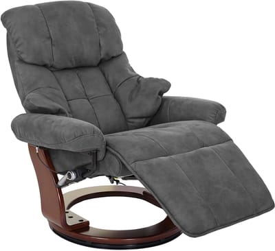 MCA Calgary 2 relaxfauteuil, TV-fauteuil, stof/textiel 150kg belastbaar ~ donkergrijs, walnoot look
