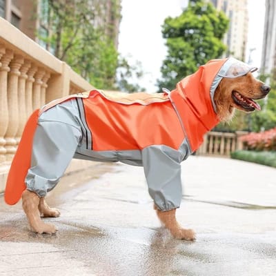 Hondenjas Jumpsuit - Huisdier Regenjas - Hond Droog Houden - Waterbestendig Materiaal - 4XL - Oranje
