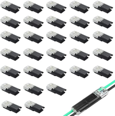SnelShoppen - 30 Delige Snelkoppeling Set, Waterdichte 2-Pin Kabelconnectoren, Ideaal voor Voertuigen en LED Verlichting, Compacte D2 Plug-in Systeem,