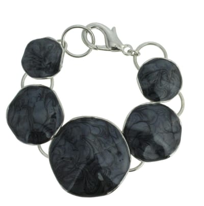Behave - armband zwart marmerlook cirkels - kunstzinnig statement