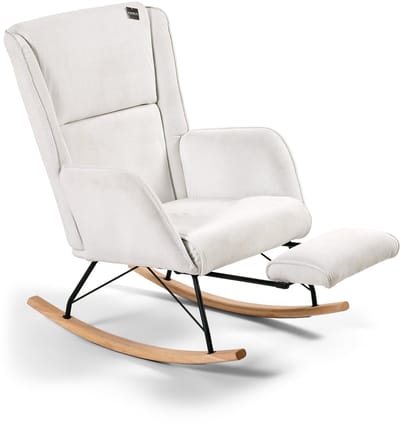 Aemely® Schommelstoel 'Relax' - Wit Ribstof, Blank Hout