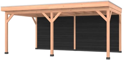 Douglas overkapping, 600 x 350, met zwarte achterwand, Westwood Comfort Plus