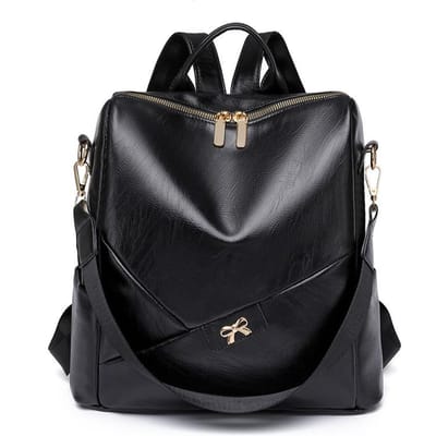 Retro Dames Schooltas in Effen Kleur Exquise Kleine Strik Decoratie Casual Studenten Rugzak Dames Grote Capaciteit Enkelschouder Rugzak