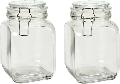 Vivalto Weckpot/inmaakpot - 2x - Caja - 1.2L - glas - beugelsluiting - D11 x H17 cm