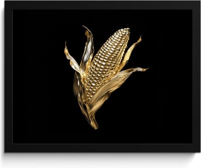 Fotolijst inclusief poster - Posterlijst 40x30 cm - Posters - Mais - Eten - Goud - Zwart - Foto in lijst - Keuken decoratie muur - Wanddecoratie accessoires - Muurdecoratie - Schilderijen