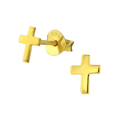 Montebello Oorbellen Kruis Gold - 925 Zilver Verguld - Kruisje - 6x5mm