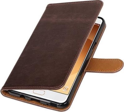 Mocca Pull-Up PU booktype wallet cover hoesje voor Samsung Galaxy C9