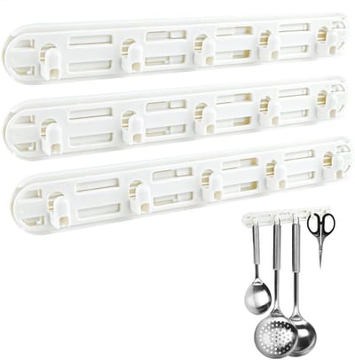 Dailygoods- Haakjes Zelfklevend - Schuifontwerp - Set van 3 - Duurzaam PS Materiaal - Minimalistische Stijl - Ruimtebesparend Ontwerp - Wandhaak